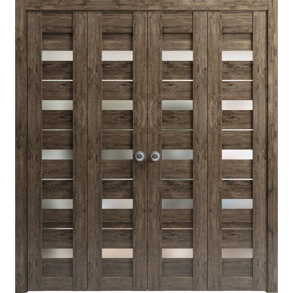 Sliding Closet Double Bi Fold Doors | Quadro 4445 Cognac Oak With Frosted Glass ?impolicy=medium